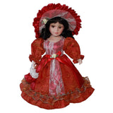 Maxbell 30cm Elegant Porcelain Female Dolls People Figures in Princess Dress Red - Aladdin Shoppers