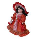 Maxbell 30cm Elegant Porcelain Female Dolls People Figures in Princess Dress Red - Aladdin Shoppers