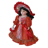 Maxbell 30cm Elegant Porcelain Female Dolls People Figures in Princess Dress Red - Aladdin Shoppers