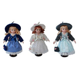 Maxbell 30cm Elegant Porcelain Girl Dolls People Figures in Princess Dress Dark Blue - Aladdin Shoppers