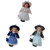 Maxbell 30cm Elegant Porcelain Girl Dolls People Figures in Princess Dress Dark Blue - Aladdin Shoppers