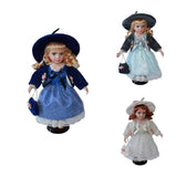 Maxbell 30cm Elegant Porcelain Girl Dolls People Figures in Princess Dress Dark Blue - Aladdin Shoppers