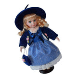 Maxbell 30cm Elegant Porcelain Girl Dolls People Figures in Princess Dress Dark Blue - Aladdin Shoppers