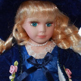 Maxbell 30cm Elegant Porcelain Girl Dolls People Figures in Princess Dress Dark Blue - Aladdin Shoppers