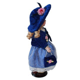 Maxbell 30cm Elegant Porcelain Girl Dolls People Figures in Princess Dress Dark Blue - Aladdin Shoppers
