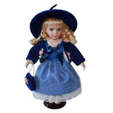Maxbell 30cm Elegant Porcelain Girl Dolls People Figures in Princess Dress Dark Blue - Aladdin Shoppers