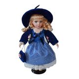 Maxbell 30cm Elegant Porcelain Girl Dolls People Figures in Princess Dress Dark Blue - Aladdin Shoppers