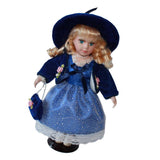 Maxbell 30cm Elegant Porcelain Girl Dolls People Figures in Princess Dress Dark Blue - Aladdin Shoppers