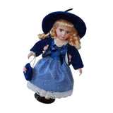 Maxbell 30cm Elegant Porcelain Girl Dolls People Figures in Princess Dress Dark Blue - Aladdin Shoppers