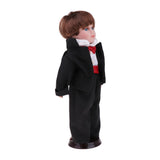 Maxbell 30cm Lovely Porcelain Boy Doll People Figure with Black Suit Decor Kids Gift - Aladdin Shoppers