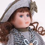 Maxbell 30cm Lovely Porcelain Girl Doll People Figure with Gray Clothes Hat Set Gift - Aladdin Shoppers