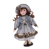 Maxbell 30cm Lovely Porcelain Girl Doll People Figure with Gray Clothes Hat Set Gift - Aladdin Shoppers