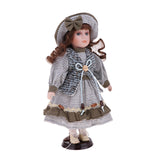 Maxbell 30cm Lovely Porcelain Girl Doll People Figure with Gray Clothes Hat Set Gift - Aladdin Shoppers