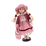 Maxbell 30cm Lovely Porcelain Girl Doll People Figure with Pink Clothes Hat Set Gift - Aladdin Shoppers