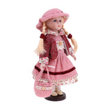 Maxbell 30cm Lovely Porcelain Girl Doll People Figure with Pink Clothes Hat Set Gift - Aladdin Shoppers