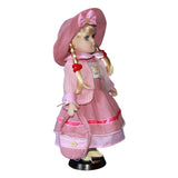 Maxbell 30cm Lovely Porcelain Girl Doll People Figure with Pink Clothes Hat Set Gift