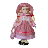 Maxbell 30cm Lovely Porcelain Girl Doll People Figure with Pink Clothes Hat Set Gift - Aladdin Shoppers