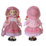 Maxbell 30cm Lovely Porcelain Girl Doll People Figure with Pink Clothes Hat Set Gift - Aladdin Shoppers