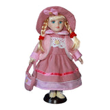 Maxbell 30cm Lovely Porcelain Girl Doll People Figure with Pink Clothes Hat Set Gift - Aladdin Shoppers