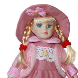 Maxbell 30cm Lovely Porcelain Girl Doll People Figure with Pink Clothes Hat Set Gift - Aladdin Shoppers