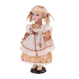 Maxbell 30cm Lovely Porcelain Girl Doll People Figure with Yellow Clothes Set Gift - Aladdin Shoppers