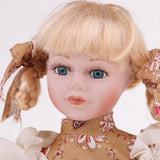 Maxbell 30cm Lovely Porcelain Girl Doll People Figure with Yellow Clothes Set Gift - Aladdin Shoppers