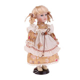 Maxbell 30cm Lovely Porcelain Girl Doll People Figure with Yellow Clothes Set Gift - Aladdin Shoppers