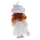 Maxbell 30cm Porcelain Doll Stand Set People Figures with Hat Handbag Kids Gift