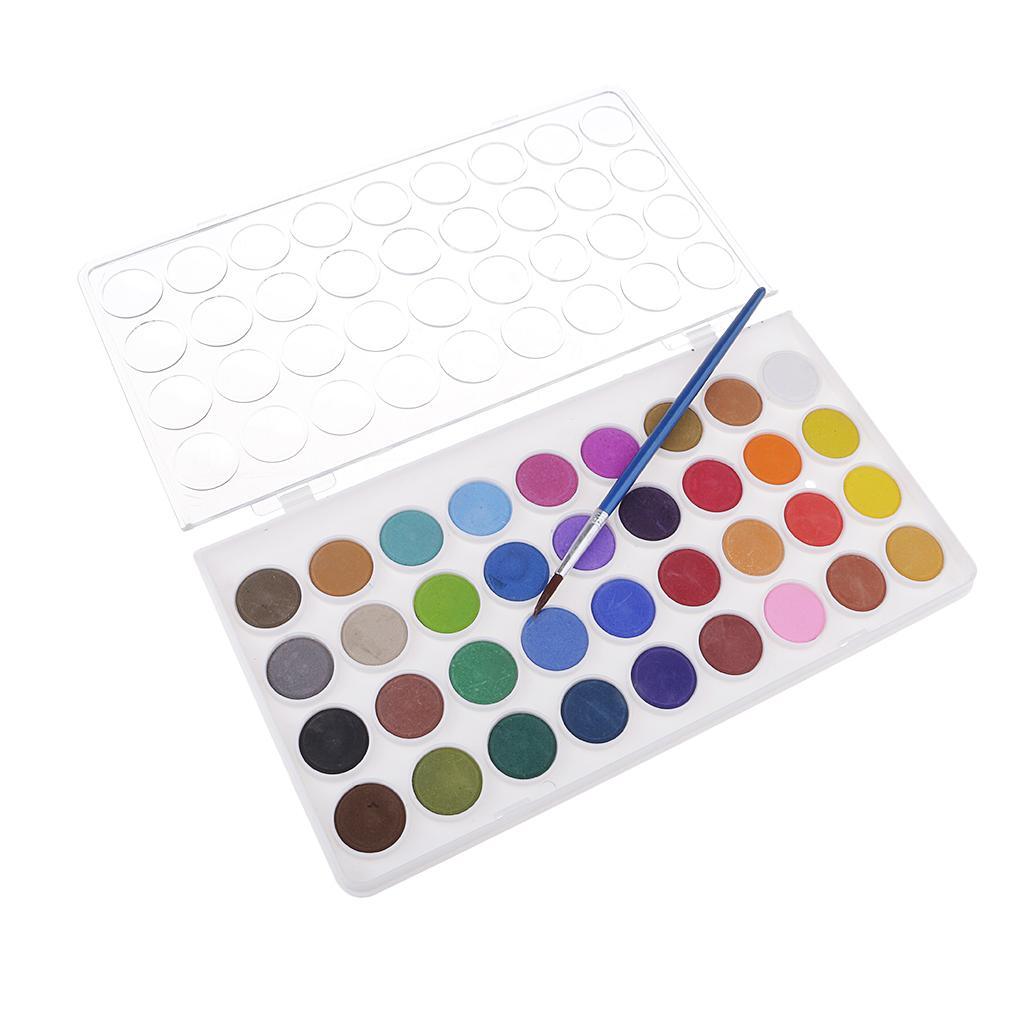 Maxbell 36 Colors Solid Watercolor Paints Pan Pigment Set With Painting Brush for Kids Children Artist Beginner Painting Kit - Aladdin Shoppers