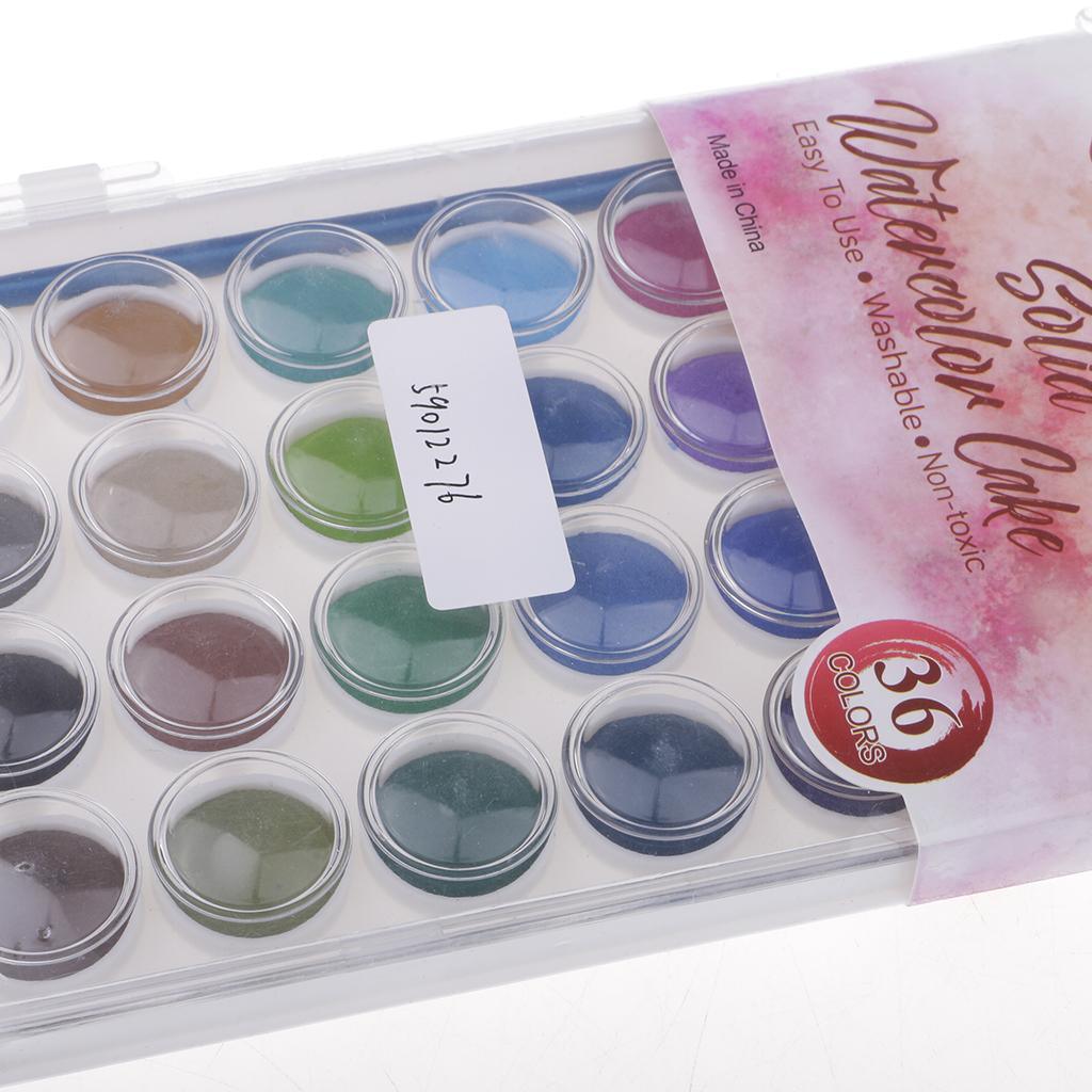 Maxbell 36 Colors Solid Watercolor Paints Pan Pigment Set With Painting Brush for Kids Children Artist Beginner Painting Kit - Aladdin Shoppers