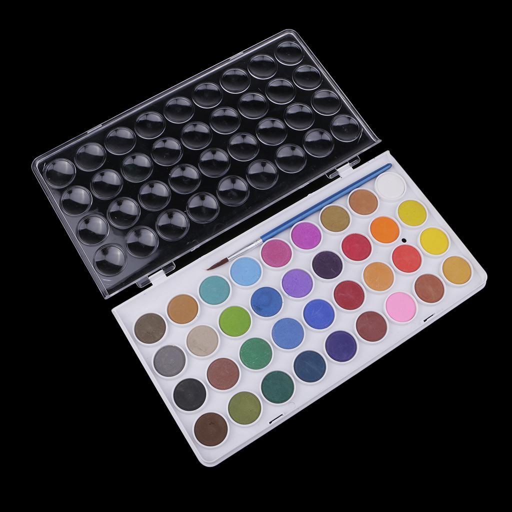 Maxbell 36 Colors Solid Watercolor Paints Pan Pigment Set With Painting Brush for Kids Children Artist Beginner Painting Kit - Aladdin Shoppers