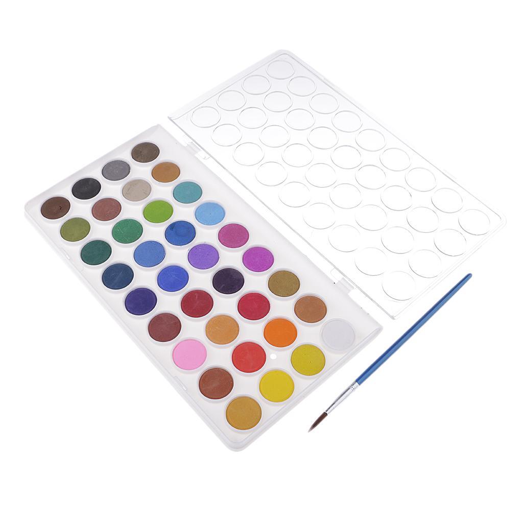 Maxbell 36 Colors Solid Watercolor Paints Pan Pigment Set With Painting Brush for Kids Children Artist Beginner Painting Kit - Aladdin Shoppers