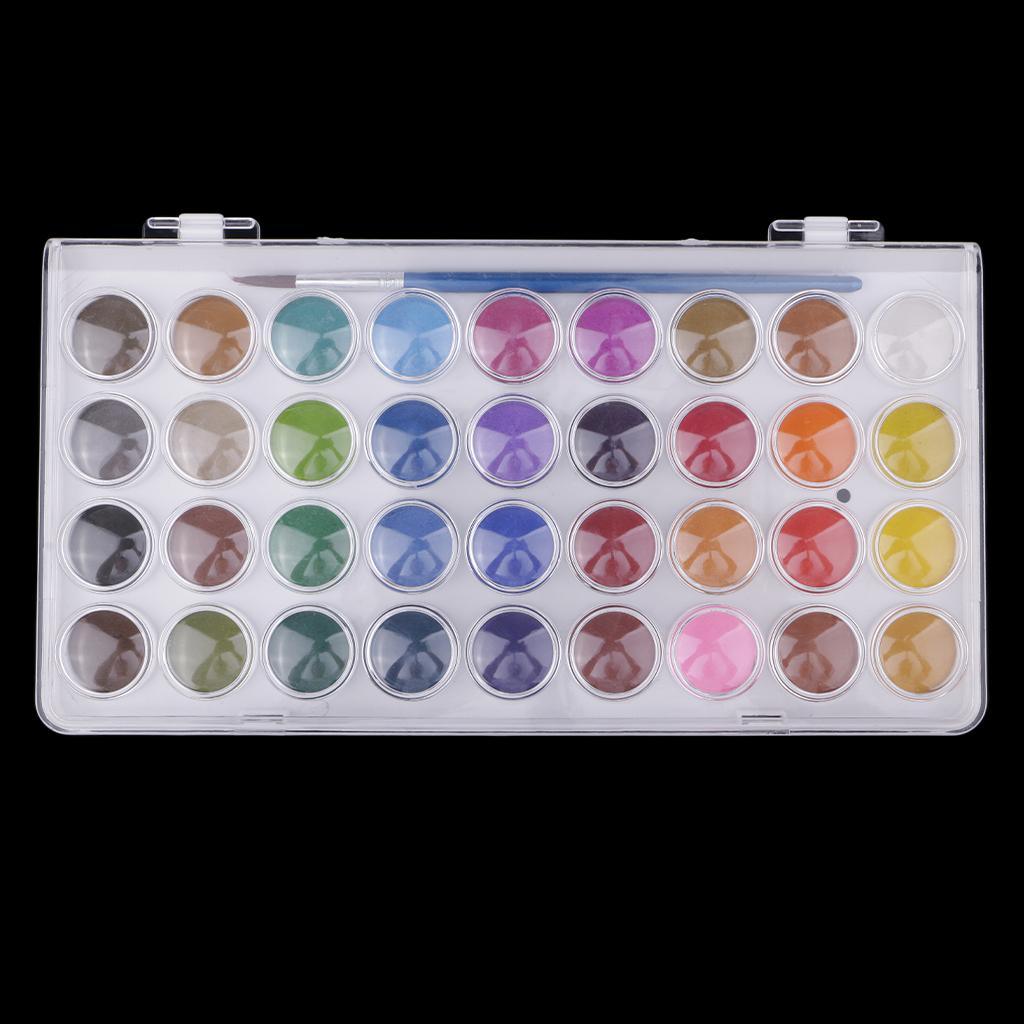 Maxbell 36 Colors Solid Watercolor Paints Pan Pigment Set With Painting Brush for Kids Children Artist Beginner Painting Kit - Aladdin Shoppers