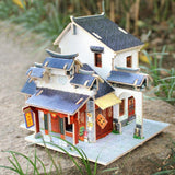 Maxbell 3D Jigsaw Wood Miniature 1/24 DIY Doll House Kit Model - Chinese Satin Shop - Aladdin Shoppers