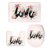 Maxbell 3pcs Bathroom Set Rug Mat Toilet Lid Cover Bathmats Love