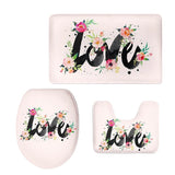 Maxbell 3pcs Bathroom Set Rug Mat Toilet Lid Cover Bathmats Love - Aladdin Shoppers