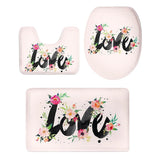 Maxbell 3pcs Bathroom Set Rug Mat Toilet Lid Cover Bathmats Love - Aladdin Shoppers