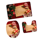 Maxbell 3Pcs Christmas Bathroom Bath Mat Rug Set Toilet Lid Cover C933CP