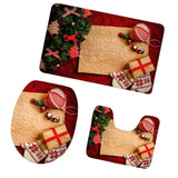 Maxbell 3Pcs Christmas Bathroom Bath Mat Rug Set Toilet Lid Cover C933CP - Aladdin Shoppers