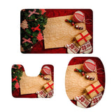 Maxbell 3Pcs Christmas Bathroom Bath Mat Rug Set Toilet Lid Cover C933CP - Aladdin Shoppers