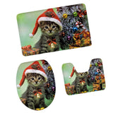 Maxbell 3Pcs Christmas Bathroom Bath Mat Rug Set Toilet Lid Cover C935CP