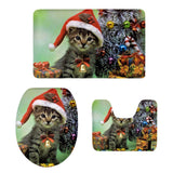 Maxbell 3Pcs Christmas Bathroom Bath Mat Rug Set Toilet Lid Cover C935CP - Aladdin Shoppers