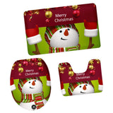 Maxbell 3pcs Toilet Seat Cover + Bath Mat + Pedestal Rug Xmas Home / Party Decor N