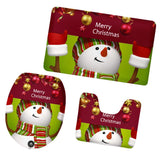 Maxbell 3pcs Toilet Seat Cover + Bath Mat + Pedestal Rug Xmas Home / Party Decor N - Aladdin Shoppers