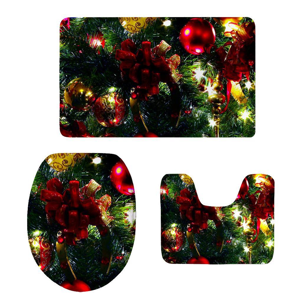 Maxbell 3pcs Toilet Seat Cover Rug Bathmat Bathroom Xmas Home Decor Party Decor 1 - Aladdin Shoppers