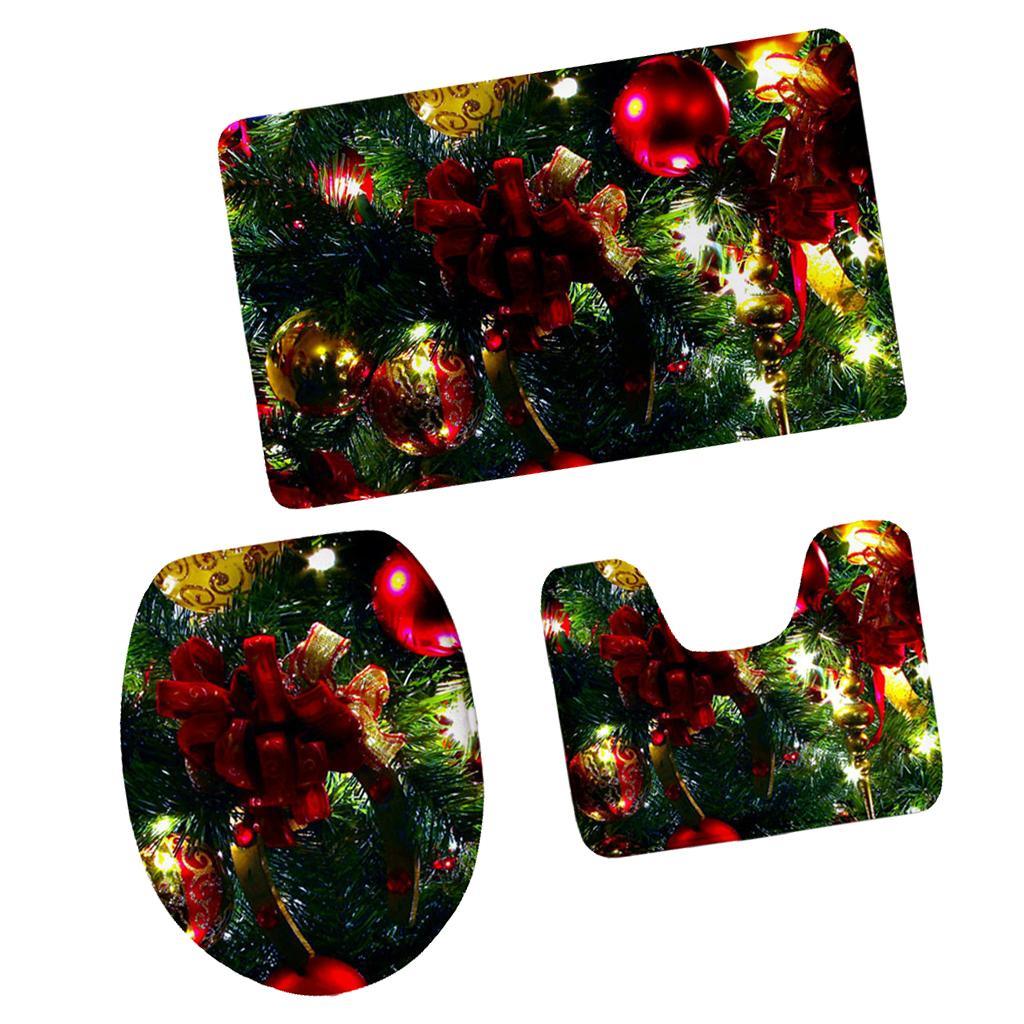 Maxbell 3pcs Toilet Seat Cover Rug Bathmat Bathroom Xmas Home Decor Party Decor 1 - Aladdin Shoppers