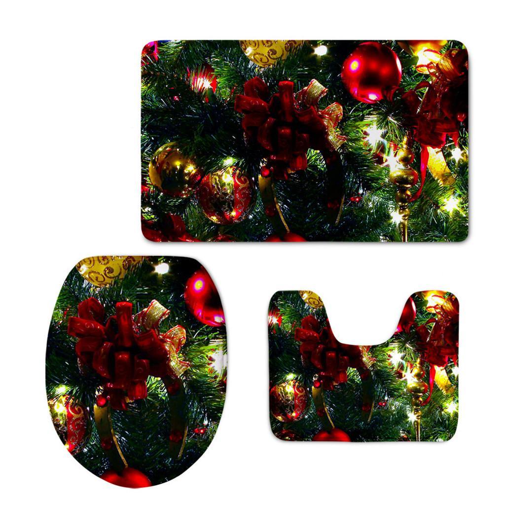 Maxbell 3pcs Toilet Seat Cover Rug Bathmat Bathroom Xmas Home Decor Party Decor 1 - Aladdin Shoppers