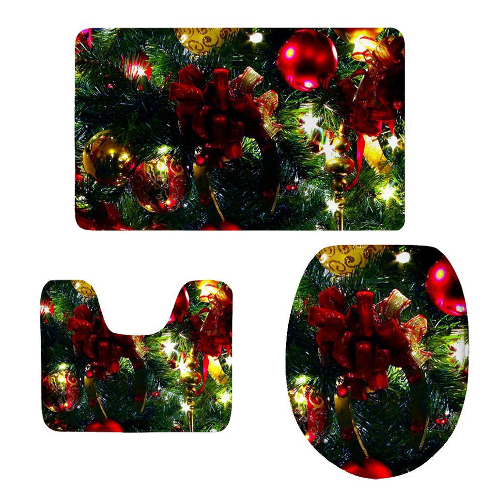 Maxbell 3pcs Toilet Seat Cover Rug Bathmat Bathroom Xmas Home Decor Party Decor 1 - Aladdin Shoppers