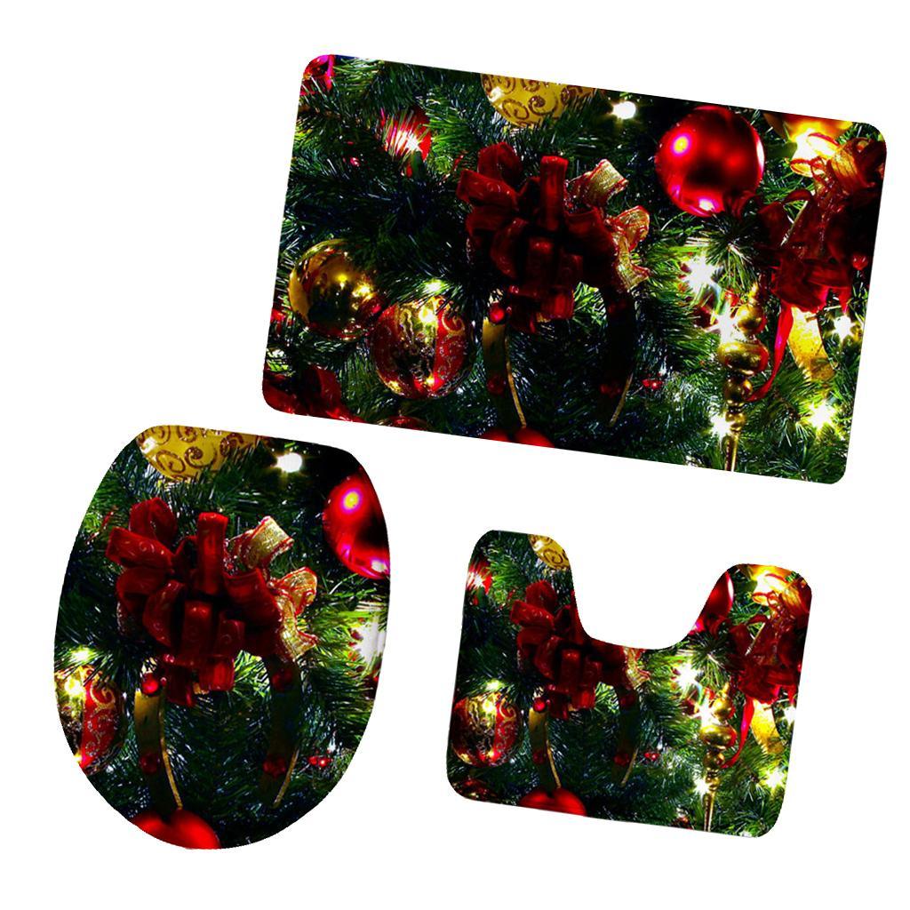 Maxbell 3pcs Toilet Seat Cover Rug Bathmat Bathroom Xmas Home Decor Party Decor 1 - Aladdin Shoppers