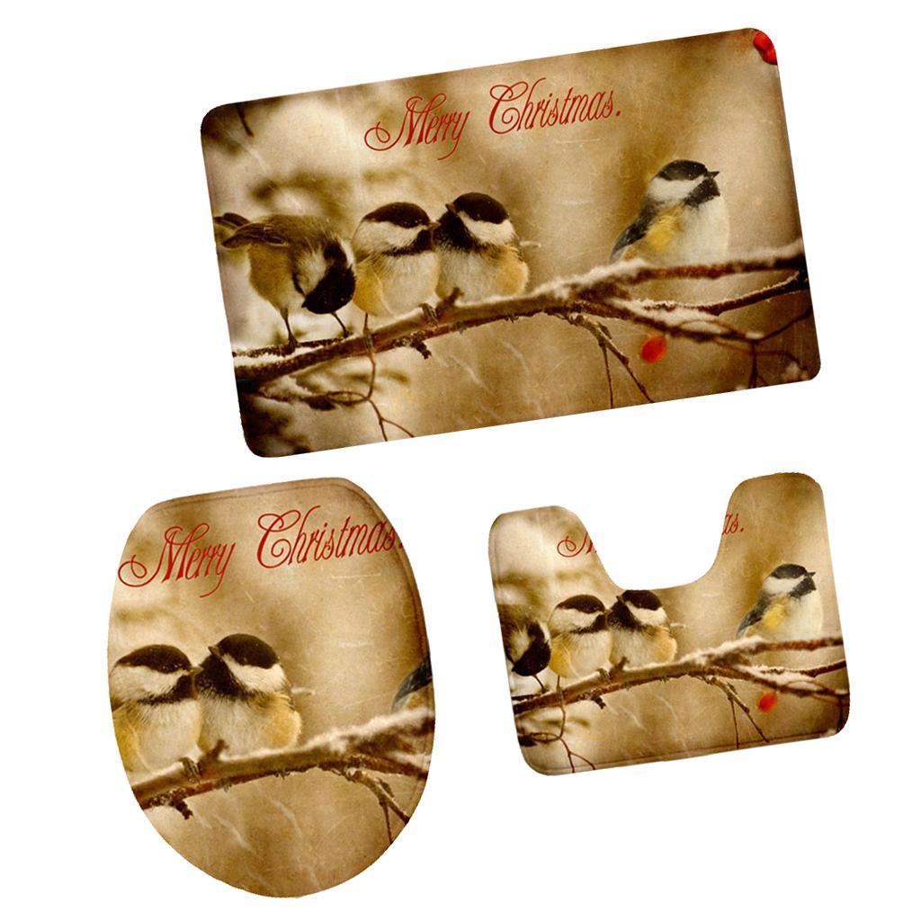 Maxbell 3pcs Toilet Seat Cover Rug Bathmat Bathroom Xmas Home Decor Party Decor 5 - Aladdin Shoppers